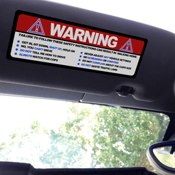 Visor stickers, Set of 2 - Large - Safety Warning