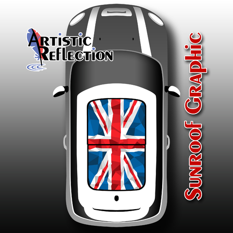 Union Jack Fragmented Sunroof Graphic for MINI Cooper Product Page