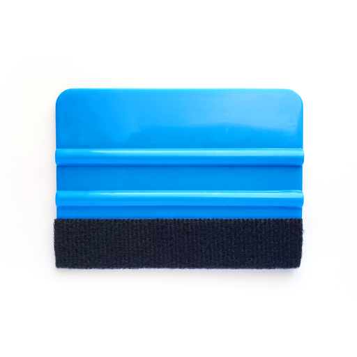 Blue squeegee with felt edge for applying stickers, decals, and other vinyl  graphics